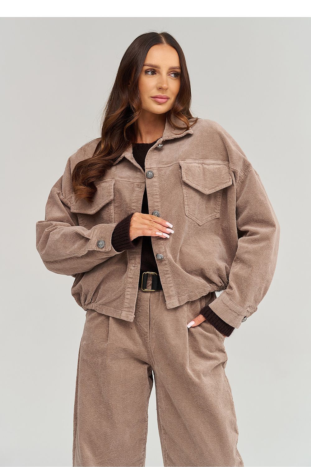 Corduroy jacket model 232012 Makadamia