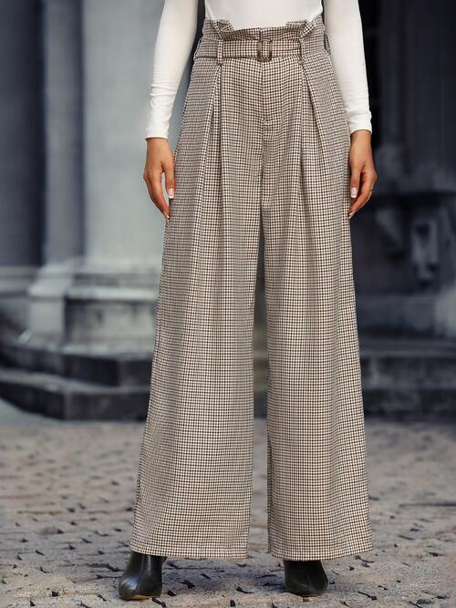 Plaid Wide Leg Pants