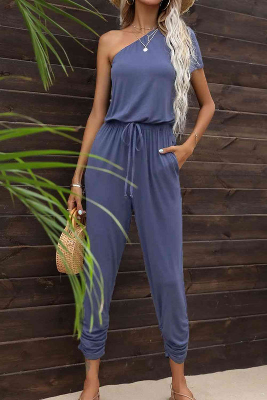 One-Shoulder Jumpsuit with Pockets