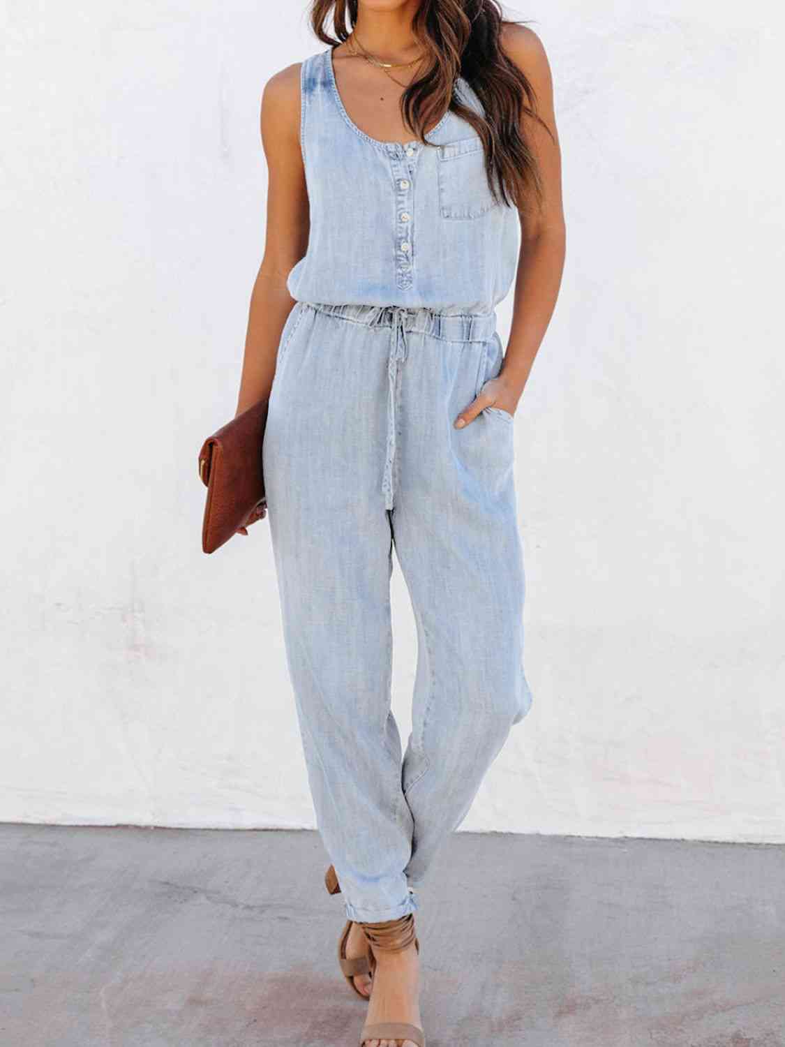 Waist Sleeveless Jumpsuit