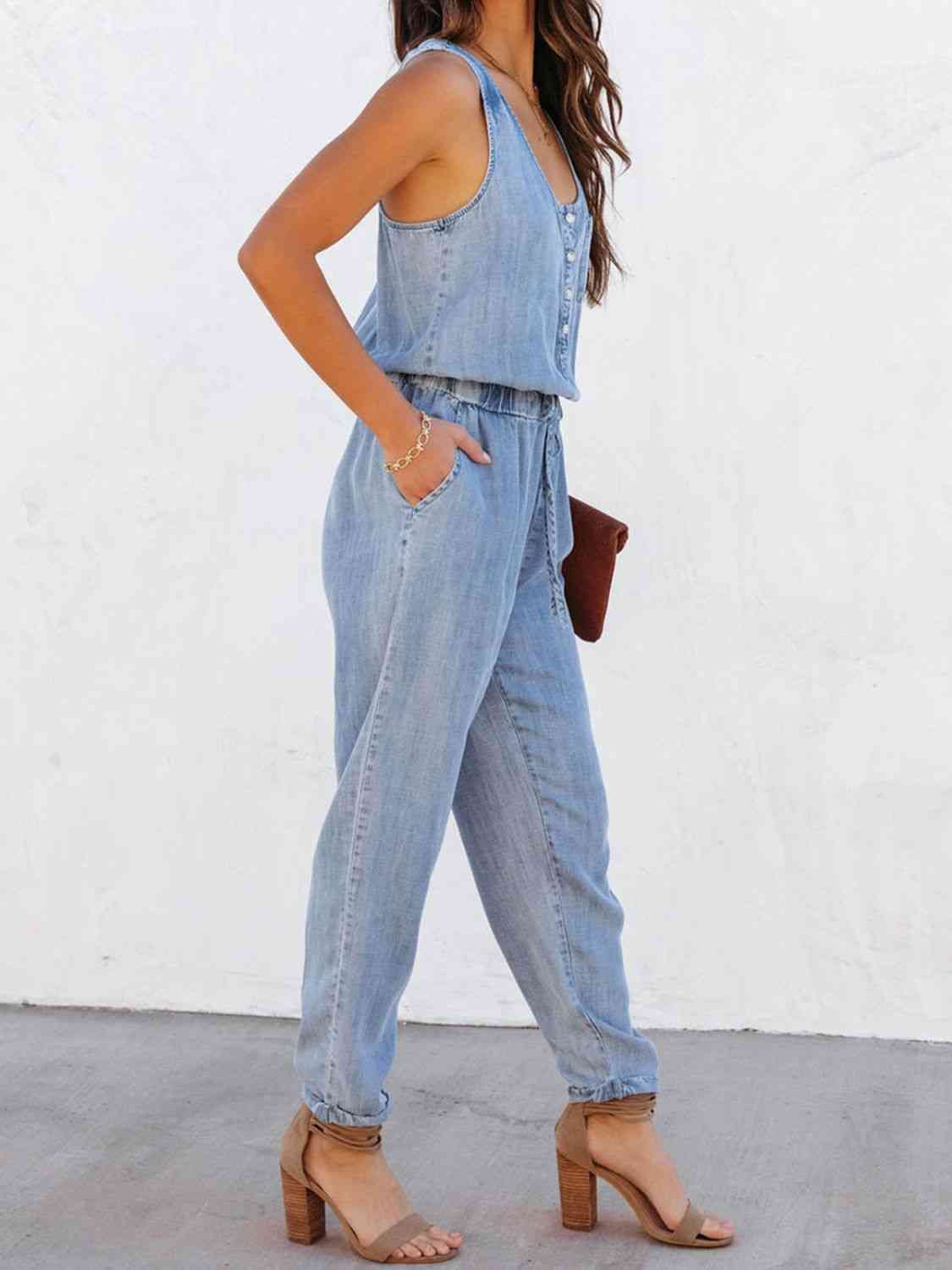 Waist Sleeveless Jumpsuit