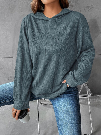 Textured Dropped Shoulder Hoodie