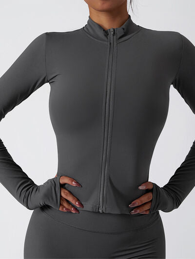 Zip Up Mock Neck Active Outerwear