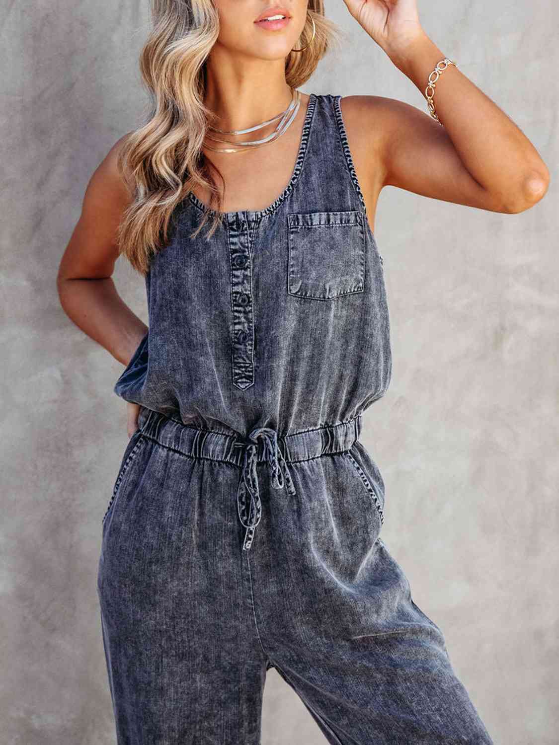 Waist Sleeveless Jumpsuit