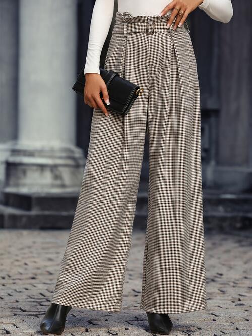 Plaid Wide Leg Pants