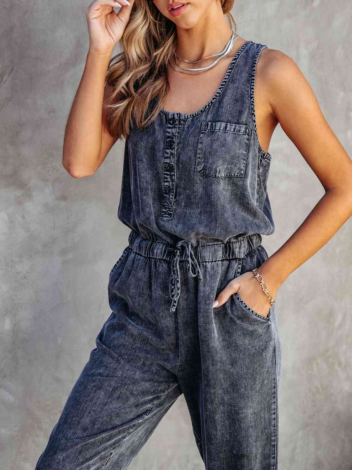 Waist Sleeveless Jumpsuit