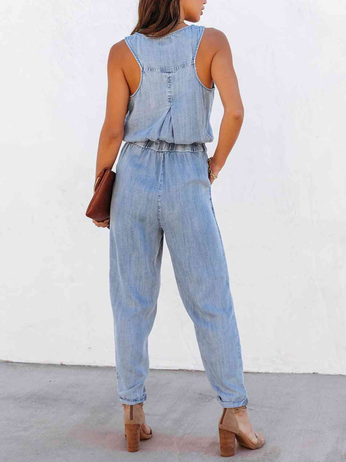 Waist Sleeveless Jumpsuit