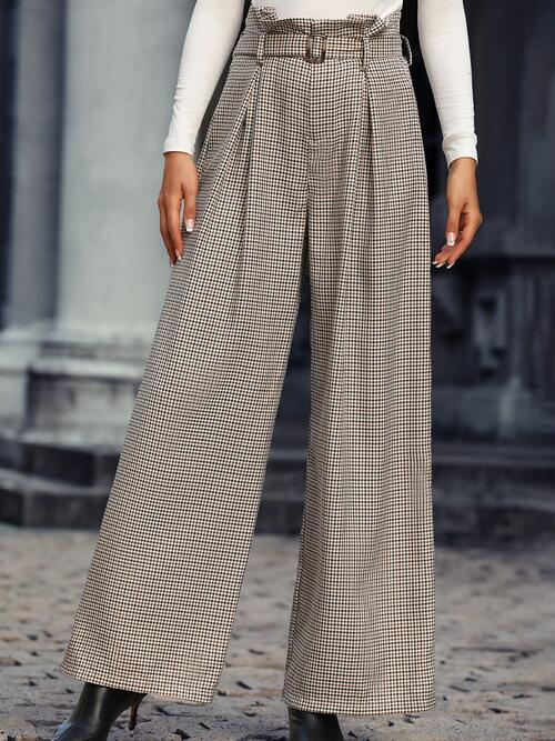 Plaid Wide Leg Pants