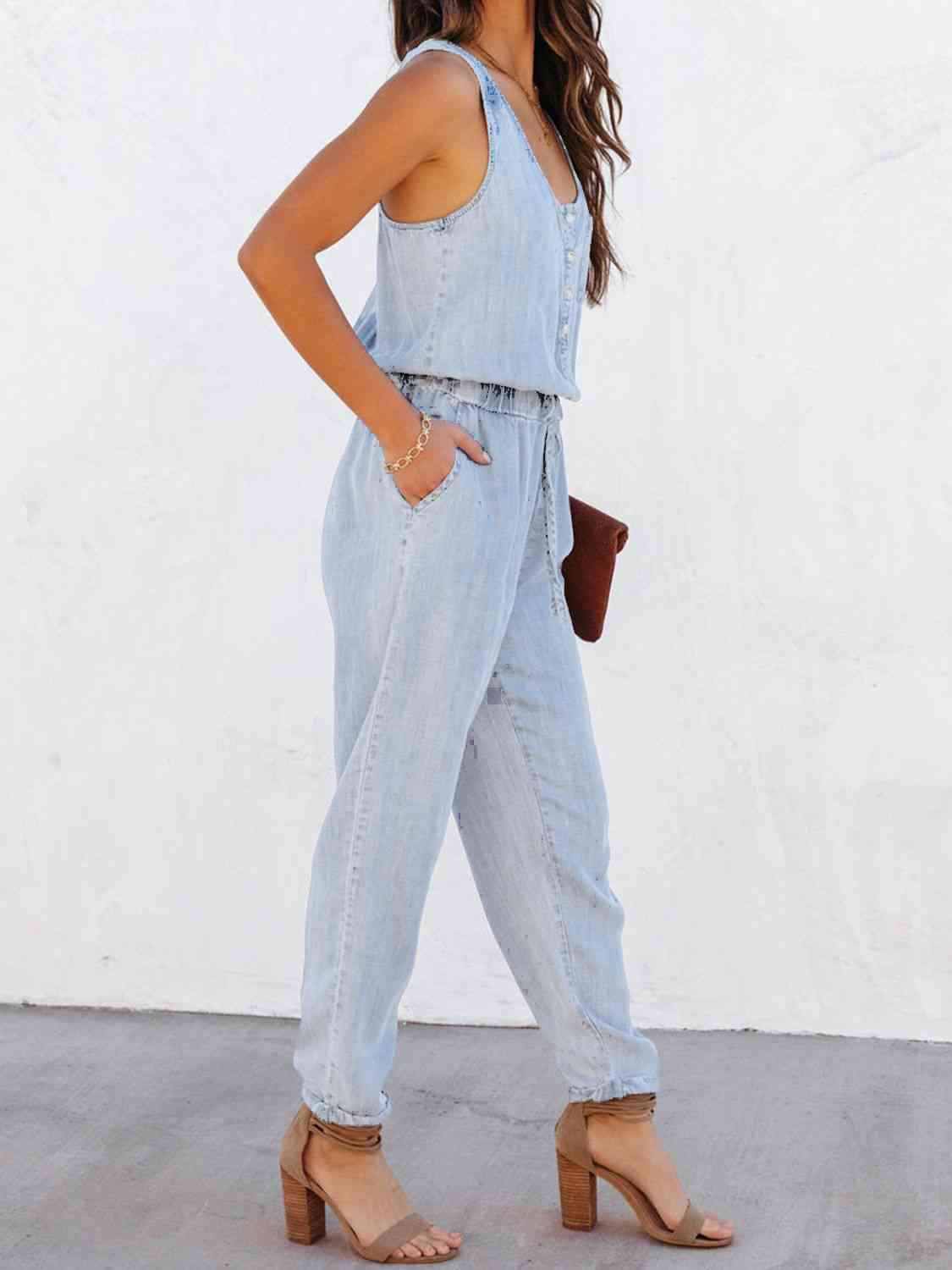 Waist Sleeveless Jumpsuit