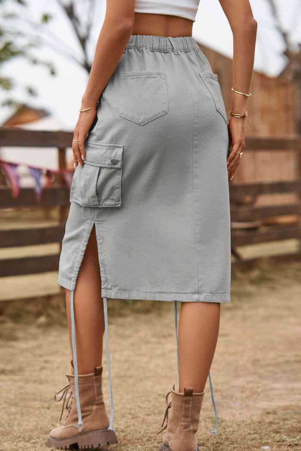 Denim Cargo Skirt