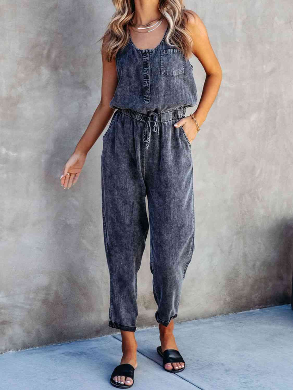 Waist Sleeveless Jumpsuit