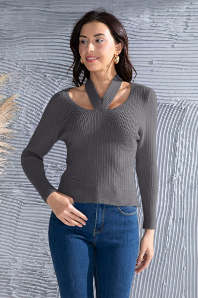 Halter Neck Long Sleeve Sweater