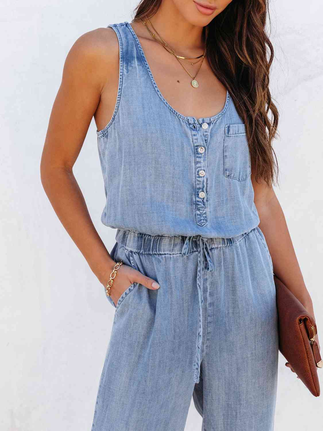 Waist Sleeveless Jumpsuit