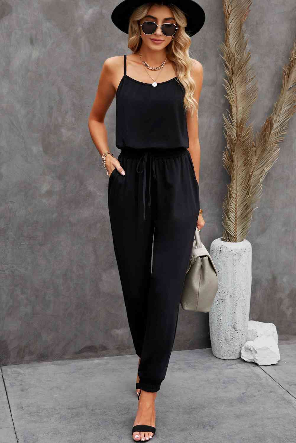 Spaghetti Strap Jumpsuit with Pockets