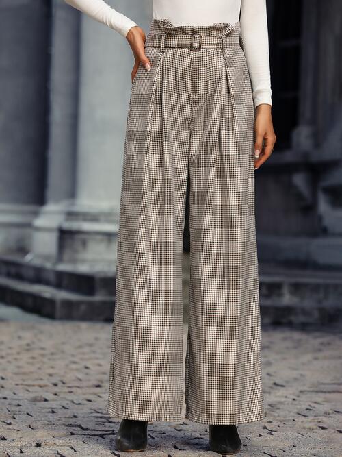 Plaid Wide Leg Pants