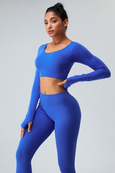 Cutout Round Neck Long Sleeve Active Top