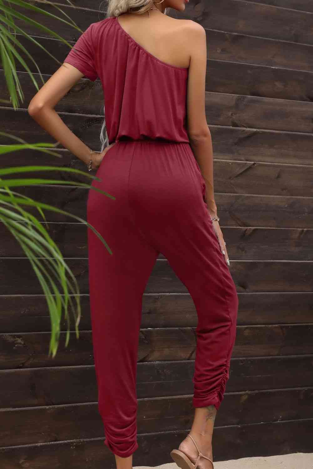 One-Shoulder Jumpsuit with Pockets