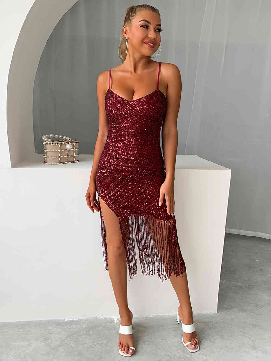 Sequin Spaghetti Strap Dress