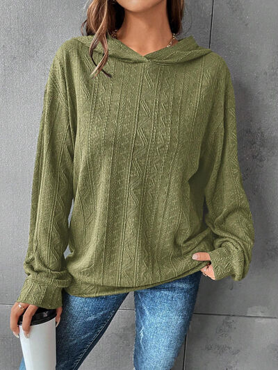 Textured Dropped Shoulder Hoodie