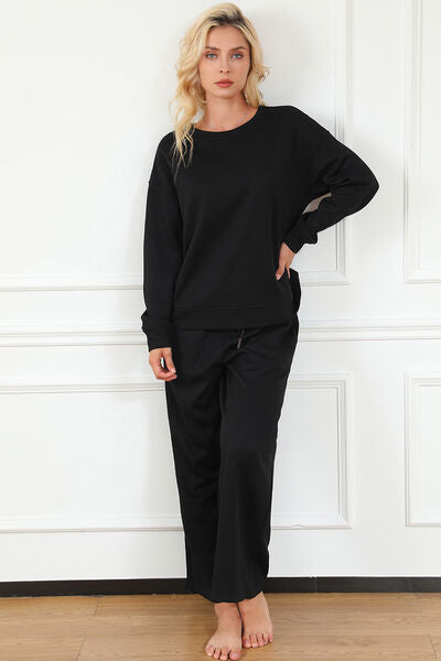 Double Take Full Size Textured Long Sleeve Top and Pants Set