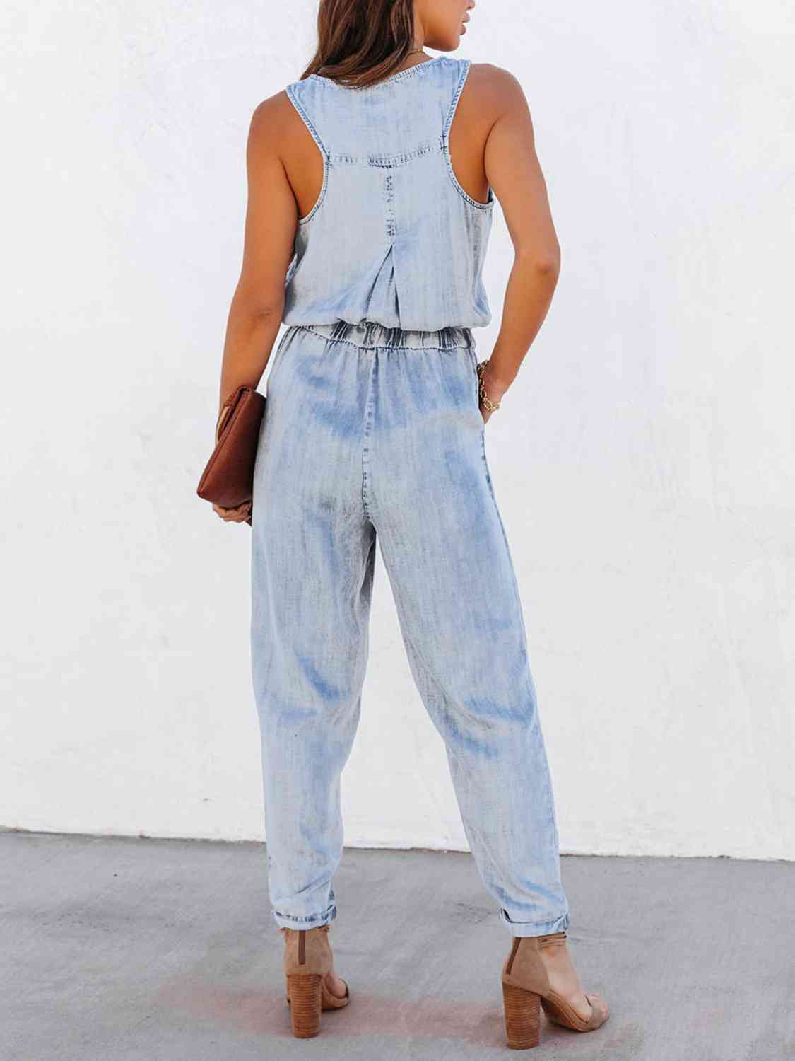 Waist Sleeveless Jumpsuit