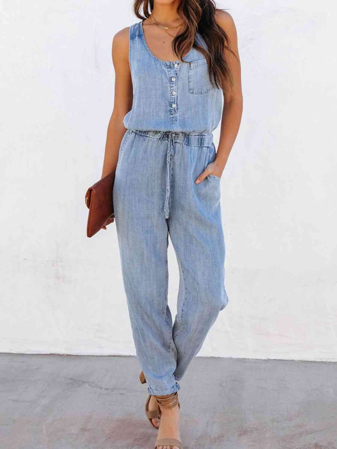 Waist Sleeveless Jumpsuit