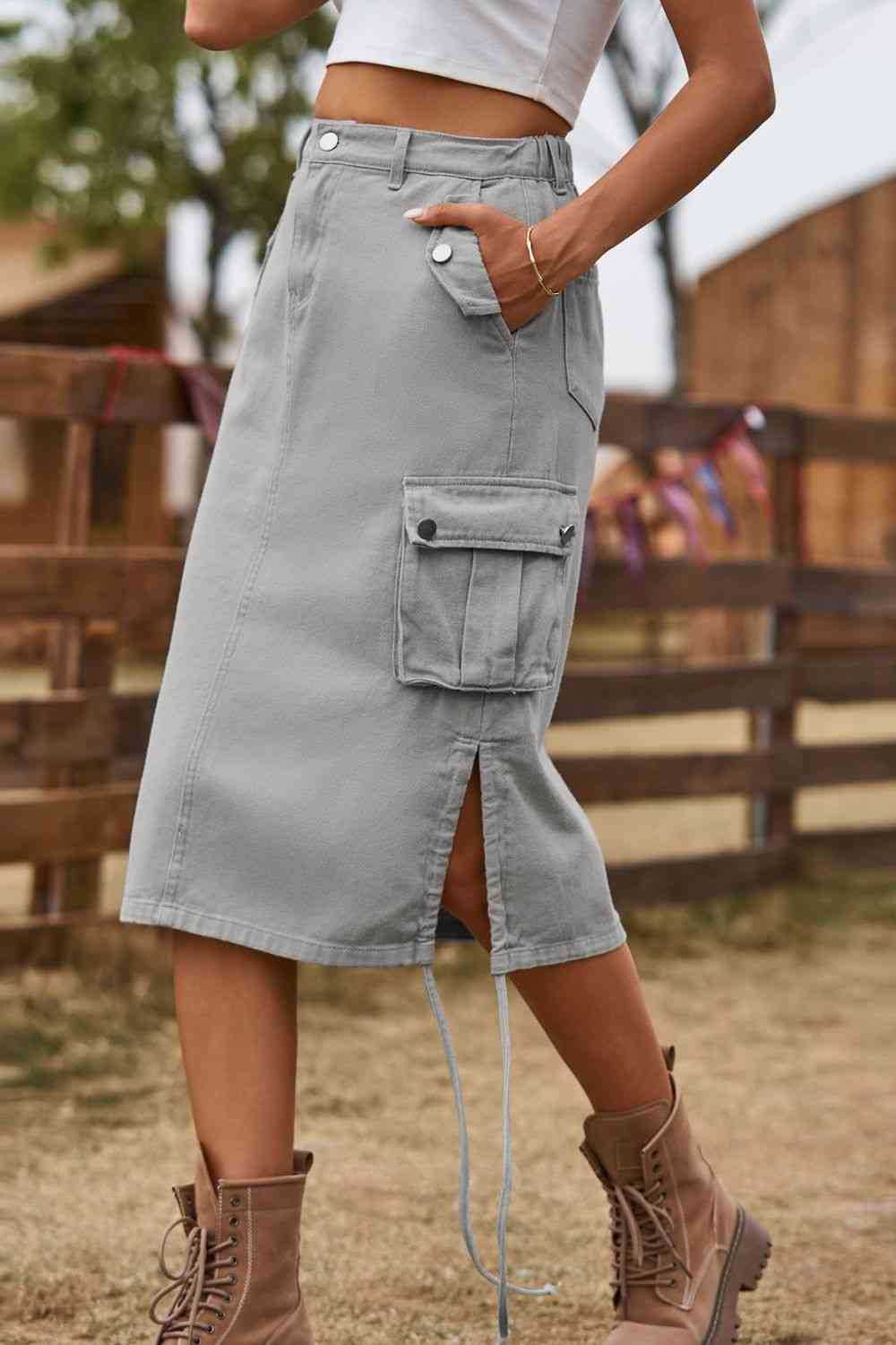 Denim Cargo Skirt